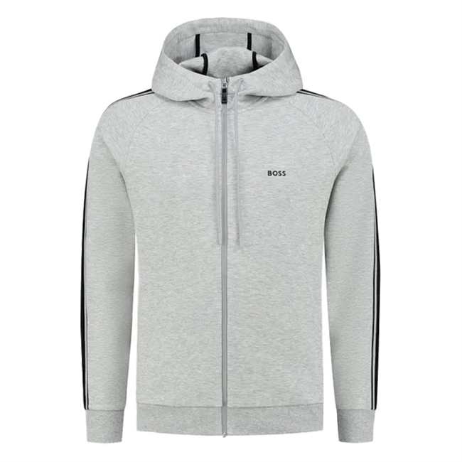 Klassisk Hoodie m/ Gennemlynet i Grå Melange fra BOSS