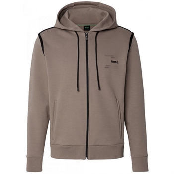 Smart og moderne grøn sweatshirt med lynlås og hætte fra BOSS