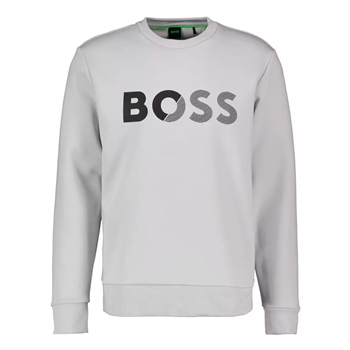 Lækker lysegrå sweatshirt med logo fra BOSS
