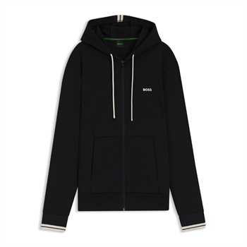 Smart sort hoodie med lynlås og logo fra BOSS