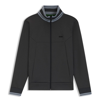 Smart mørkegrå full zip cardigan fra BOSS med logo