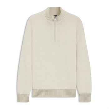 Pæn half zip sweatshirt i farven lys beige fra BOSS