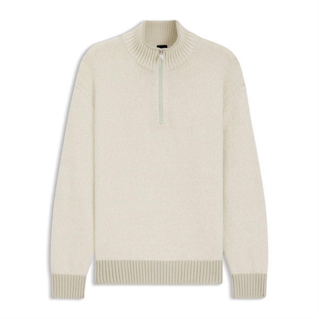 Pæn half zip sweatshirt i farven lys beige fra BOSS