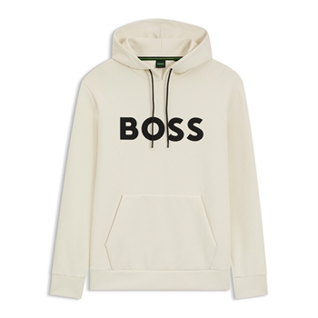 Pæn sand farvet hoodie med stort logo på fronten fra BOSS