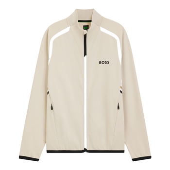 Smart beige full zip cardigan fra BOSS med logo
