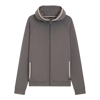 Moderne track suit hoodie i mørkegrå med lynlås fra BOSS