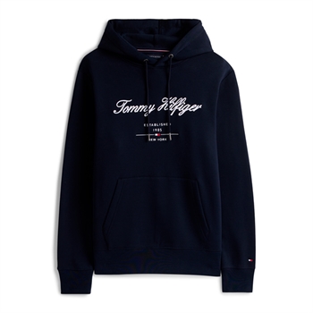 Pæn og moderne hoodie i blå med print fra Tommy Hilfiger