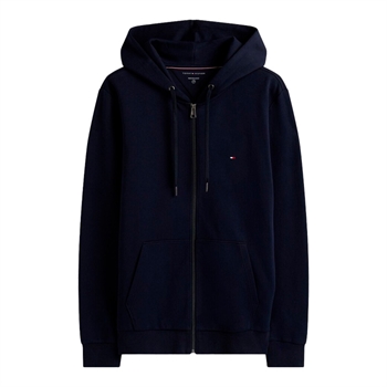 Stilren essentiel hoodie med full zip i navy fra Tommy Hilfiger