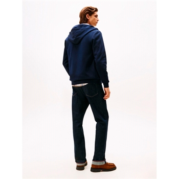Stilren essentiel hoodie med full zip i navy fra Tommy Hilfiger
