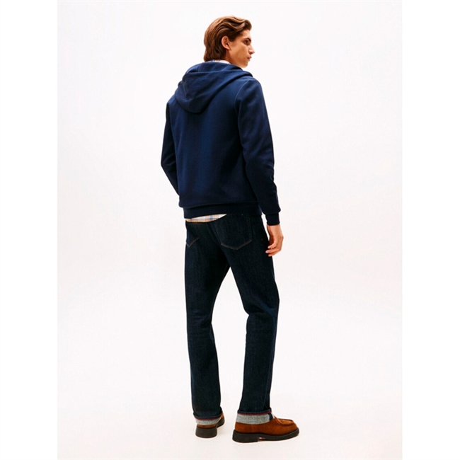 Stilren essentiel hoodie med full zip i navy fra Tommy Hilfiger