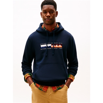 Smart navy hoodie med unikke detaljer fra Tommy Hilfiger