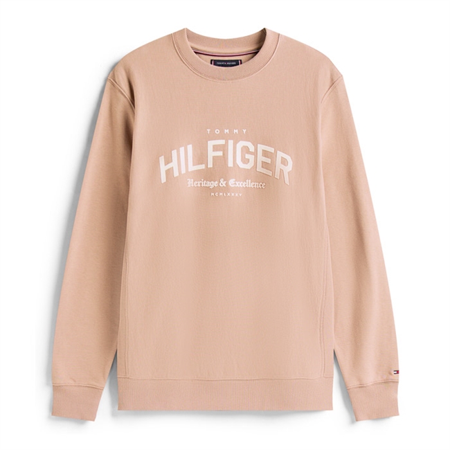Moderne og komfortabel beige sweatshirt fra Tommy Hilfiger med tryk