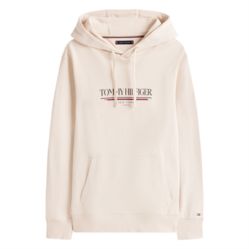 Lækker klassisk hoodie i sand farve med logo fra Tommy Hilfiger