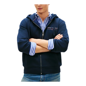 Stilsikker essentiel hoodie med full zip i navy fra Tommy Hilfiger