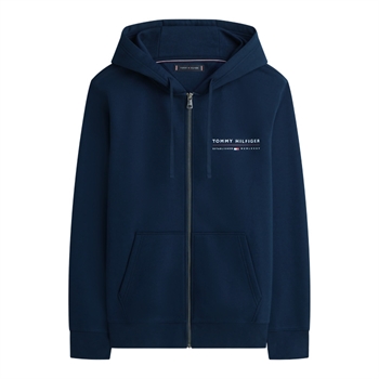 Stilsikker essentiel hoodie med full zip i navy fra Tommy Hilfiger