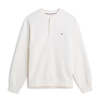 Tommy Hilfiger Regular Fit Fleece Henley Ivory Hvid