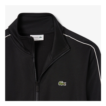 Smart og moderne sort sweatshirt med lynlås fra Lacoste