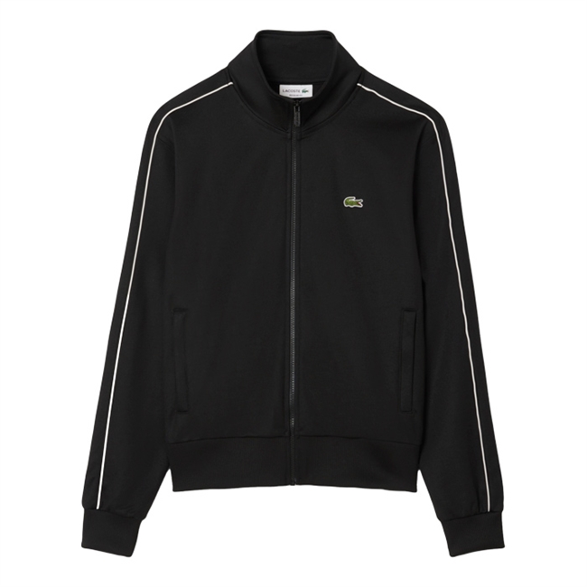 Smart og moderne sort sweatshirt med lynlås fra Lacoste