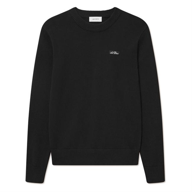 Flot sort crewneck strik fra Les Deux med logo