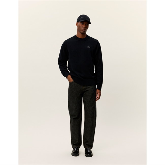 Flot sort crewneck strik fra Les Deux med logo
