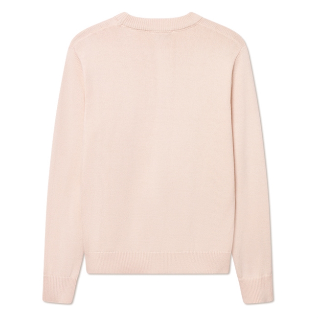 Flot sandfarvet crewneck strik fra Les Deux med logo