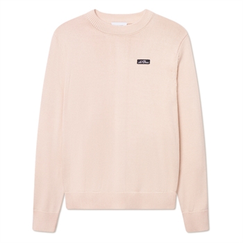 Flot sandfarvet crewneck strik fra Les Deux med logo