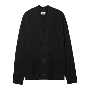 Stilren oversized cardigan strik med raglan ærmer i sort fra Bareen