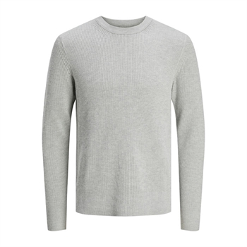 Lækker crew strik i lysegrå fra Jack & Jones