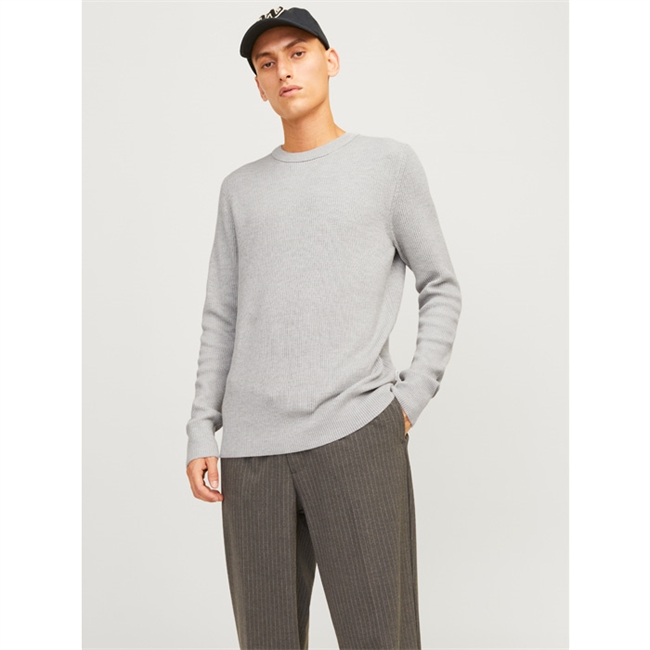 Lækker crew strik i lysegrå fra Jack & Jones