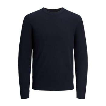 Lækker crew strik i mørkeblå fra Jack & Jones