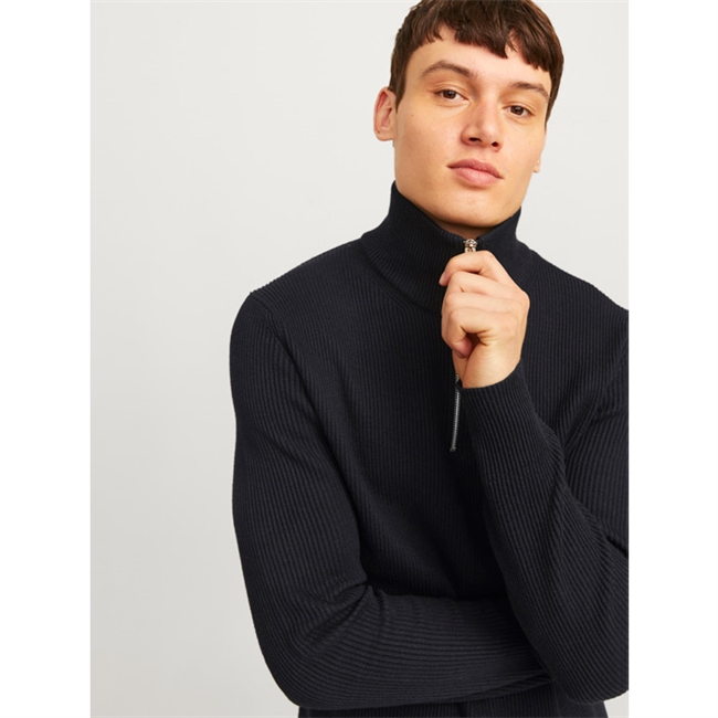 Lækker half-zip strik i sort fra Jack & Jones