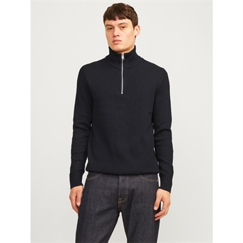 Lækker half-zip strik i sort fra Jack & Jones