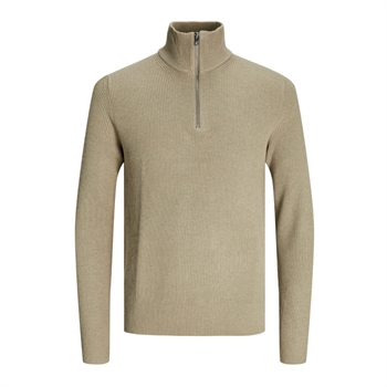 Lækker half-zip strik i beige fra Jack & Jones