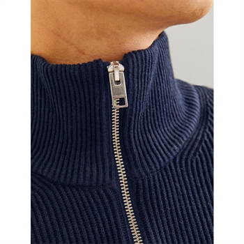 Lækker half-zip strik i mørkeblå fra Jack & Jones