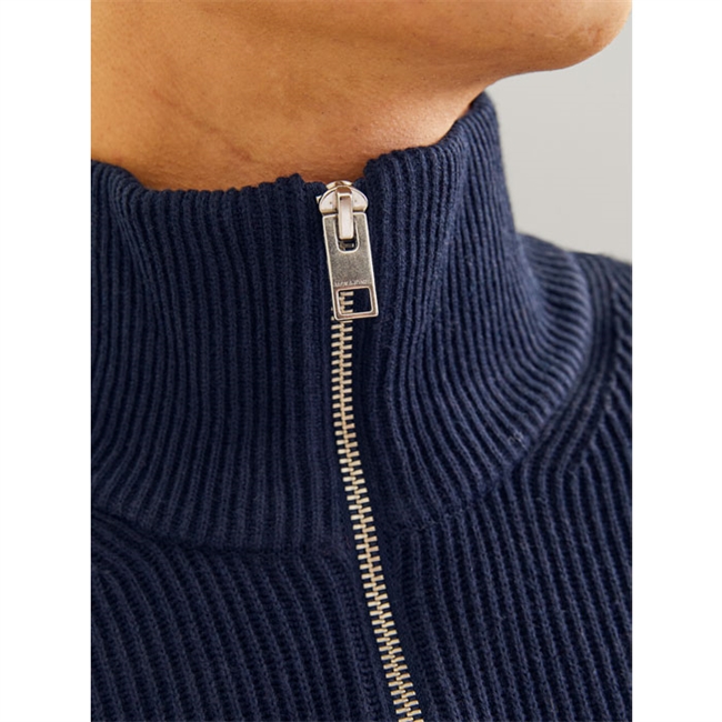 Lækker half-zip strik i mørkeblå fra Jack & Jones