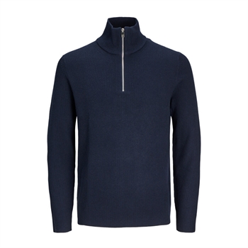 Lækker half-zip strik i mørkeblå fra Jack & Jones