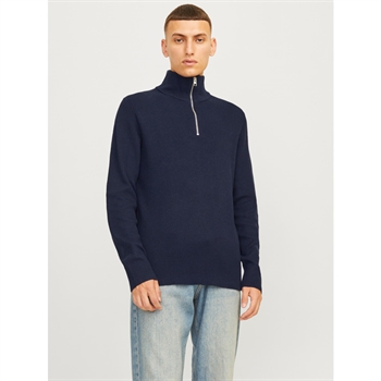 Lækker half-zip strik i mørkeblå fra Jack & Jones