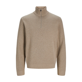 Moderne half-zip strik i sandfarve fra Jack & Jones