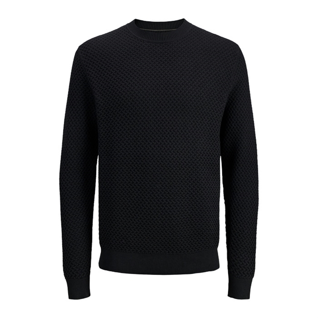 Pæn struktureret strik i sort fra Jack & Jones