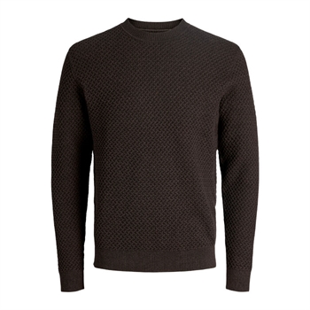 Pæn struktureret strik i brun fra Jack & Jones