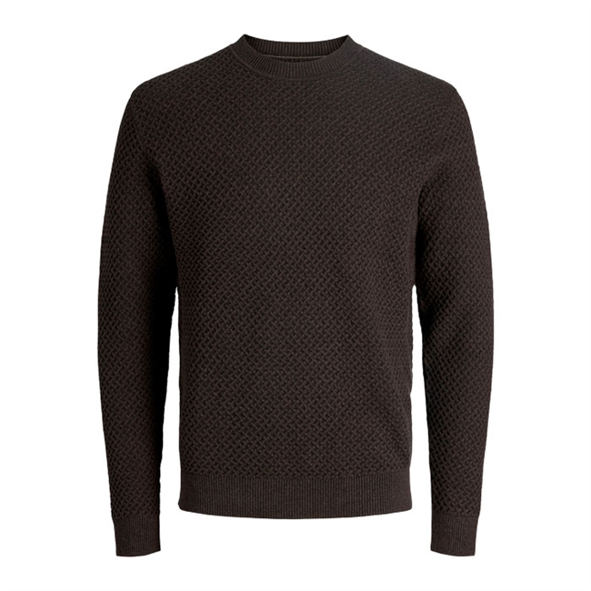 Pæn struktureret strik i brun fra Jack & Jones