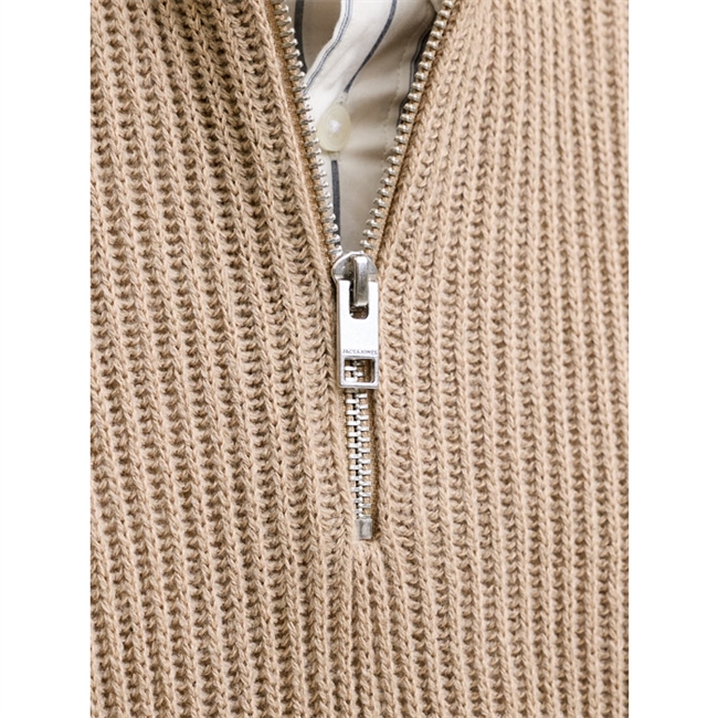 Jack & Jones Halv Zip Striktrøje Beige