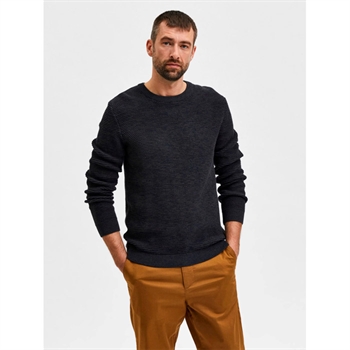 Selected Bubble Crew Neck Strik Navy Mix