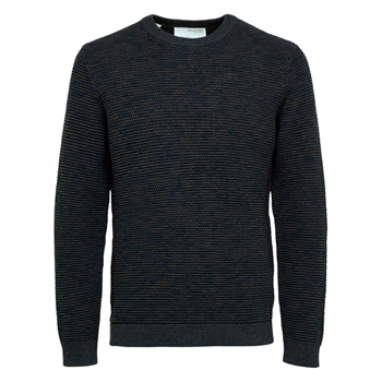 Selected Bubble Crew Neck Strik Navy Mix