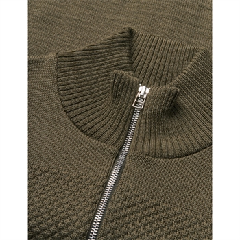 Mads Nørgaard Wool Klemens Zip Strik Grøn