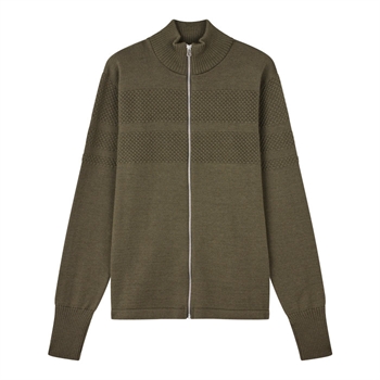 Mads Nørgaard Wool Klemens Zip Strik Grøn