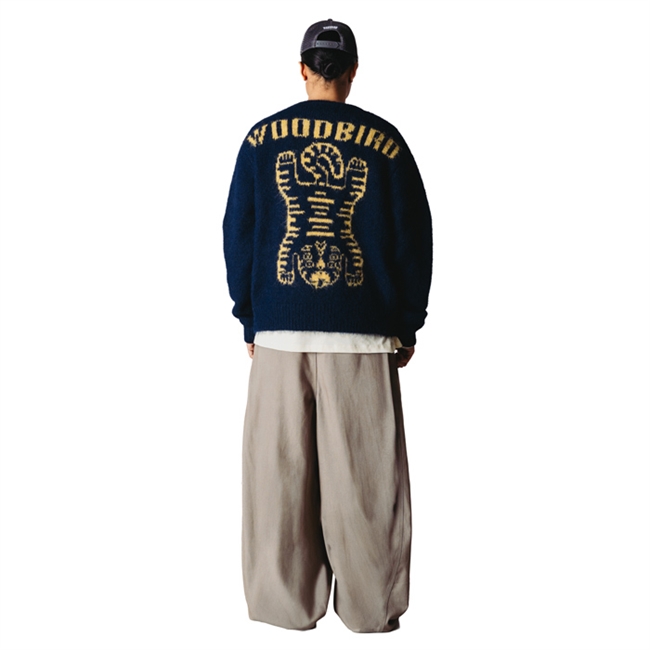 Woodbird Zip Tiger Cardigan Navy