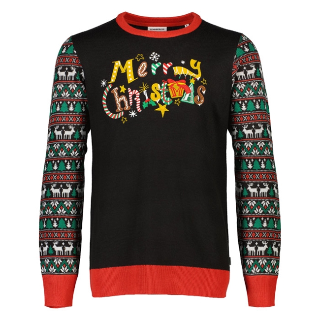Sort Merry Christmas Jule Strik fra Lindbergh