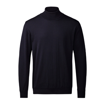 Stilren uld rullekrave strik i navy fra Clipper