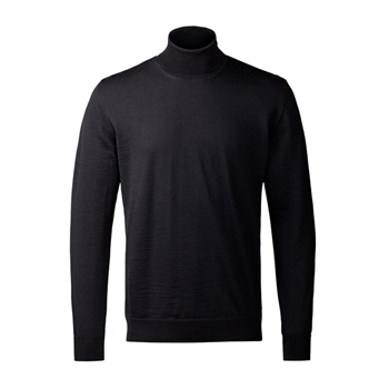 Stilren uld rullekrave strik i sort fra Clipper